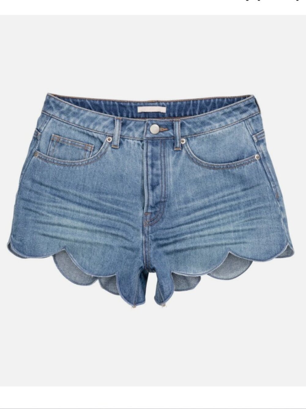 H&M Scalloped Hem Light Wash Denim Shorts 2 XS blue